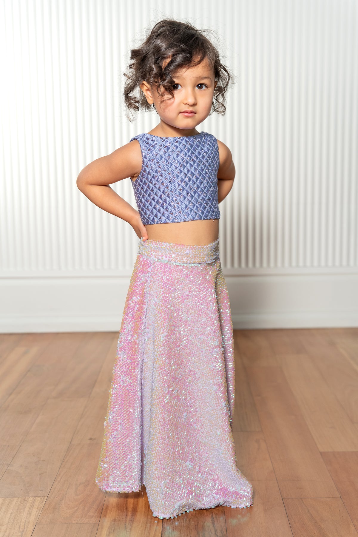 YARA Diamond Jacquard Kids Lehenga Top