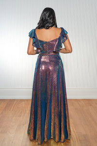 LEANNA Chameleon Sequin Ruffle Top