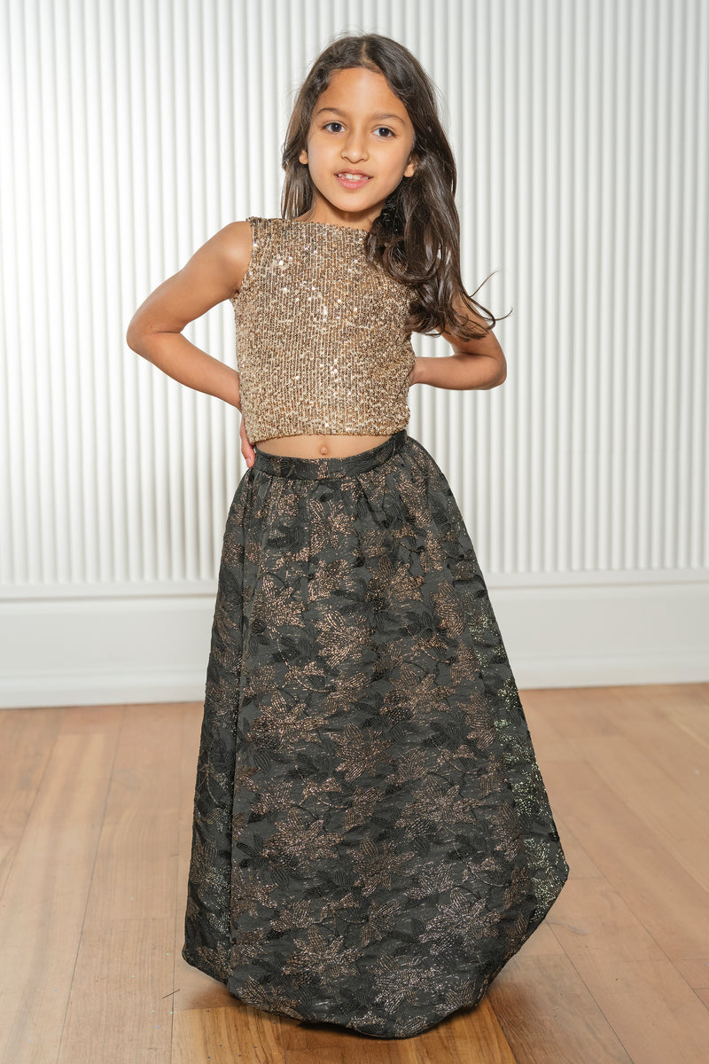 MARISOL Gold Kids Lehenga Top