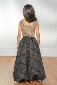 NYALA Black and Ivory Metallic Lehenga Skirt