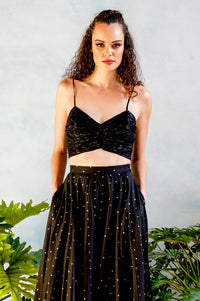 ELENA Metallic Chiffon Top in Black - Front View - Harleen Kaur - South Asian Womenswear