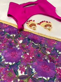 Purple Floral Dupatta