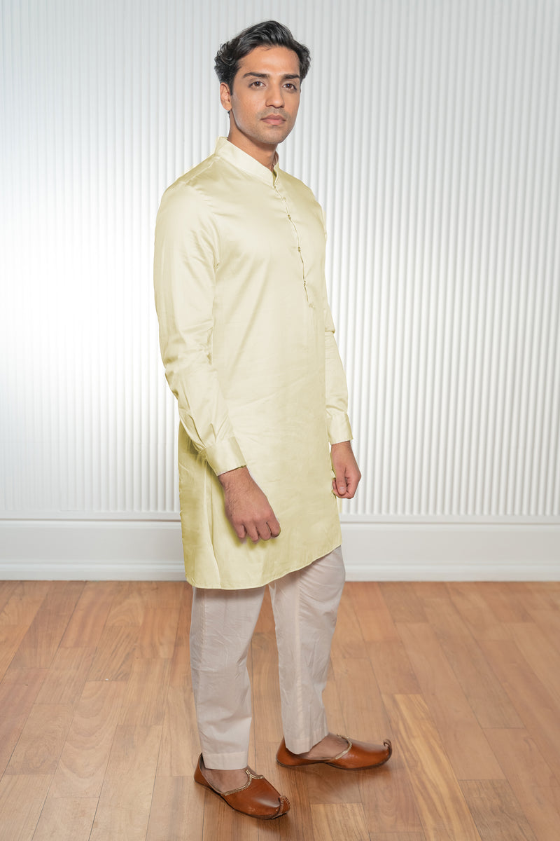 FARAZ Lemon Yellow Egyptian Cotton Kurta