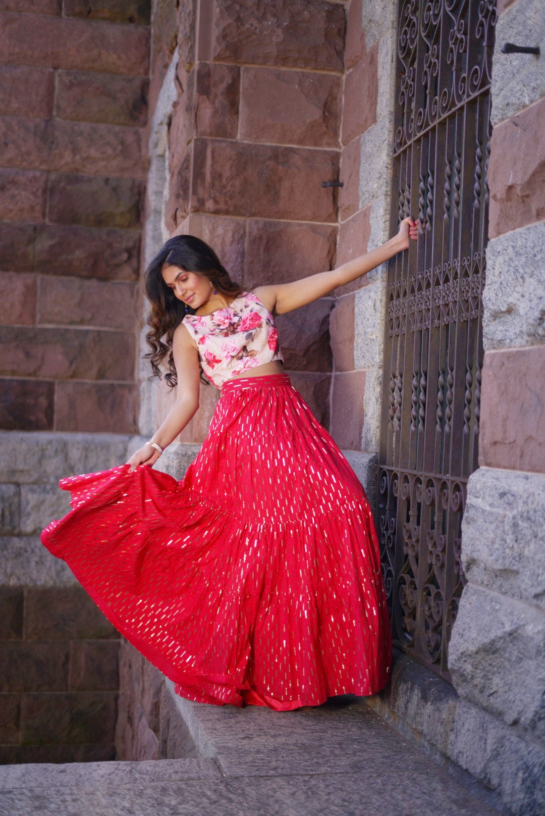 ARYA Rose Crop Top - Front View - Harleen Kaur - Modern Indian Womenswear