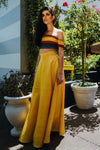 Silk Yellow Gold High Waisted Divya Lehenga Skirt - Harleen Kaur Indowestern Lenghas Made in New York City