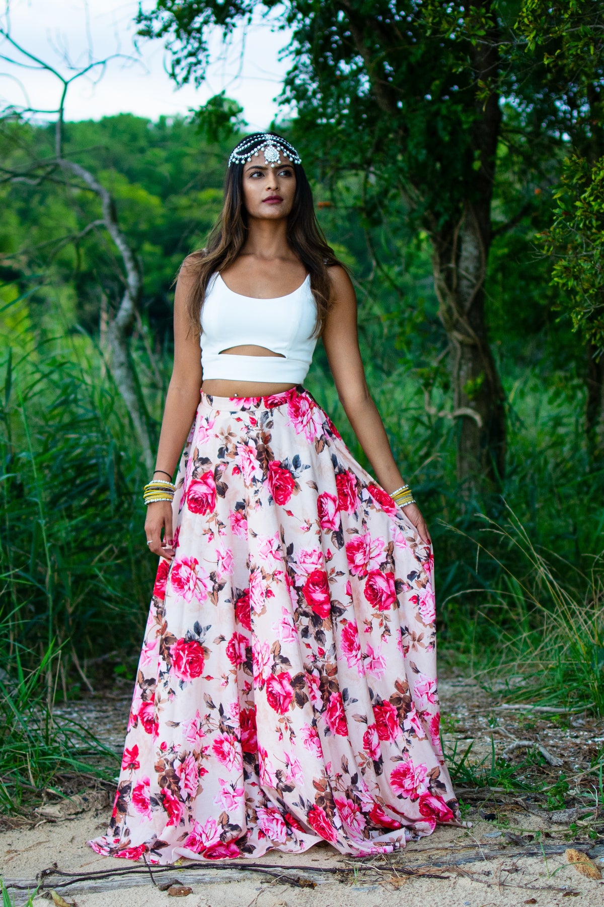 NIKA Rose Lehenga Skirt - Front View - Harleen Kaur - Indowestern Womenswear