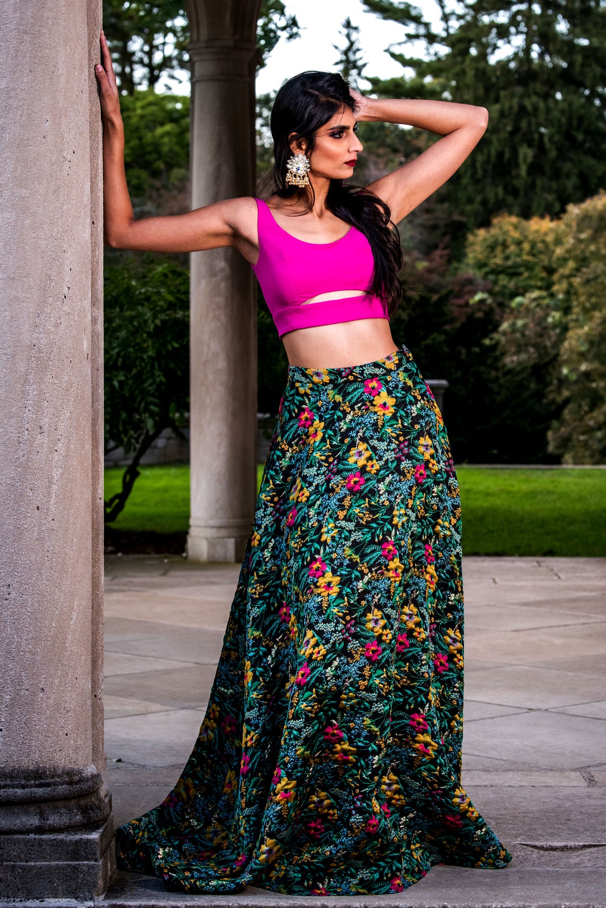 SIMAR magenta crop top with minimal cutouts | HARLEEN KAUR