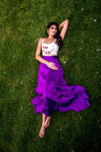 DIVYA Purple Silk Lehenga Skirt -  Front View - Harleen Kaur - Womenswear