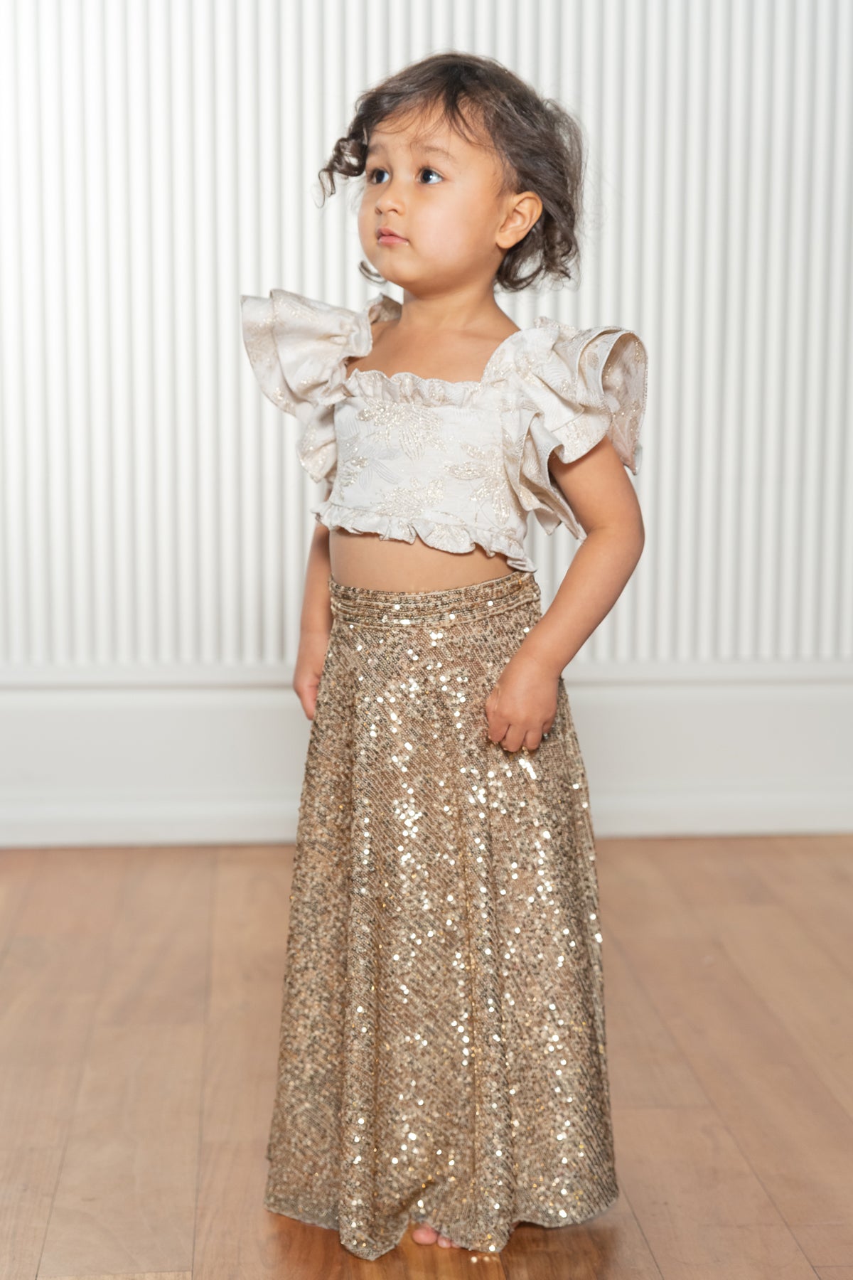 SAMYA Gold Sequin Kids Skirt – HarleenKaur