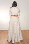 Ivory and Gold Floral Jacquard High Waisted Lehenga Skirt - Back View - Harleen Kaur