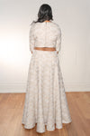 Ivory and Gold Half Sleeve Lehenga Blouse with Exposed Back Zipper - Back View - Harleen Kaur