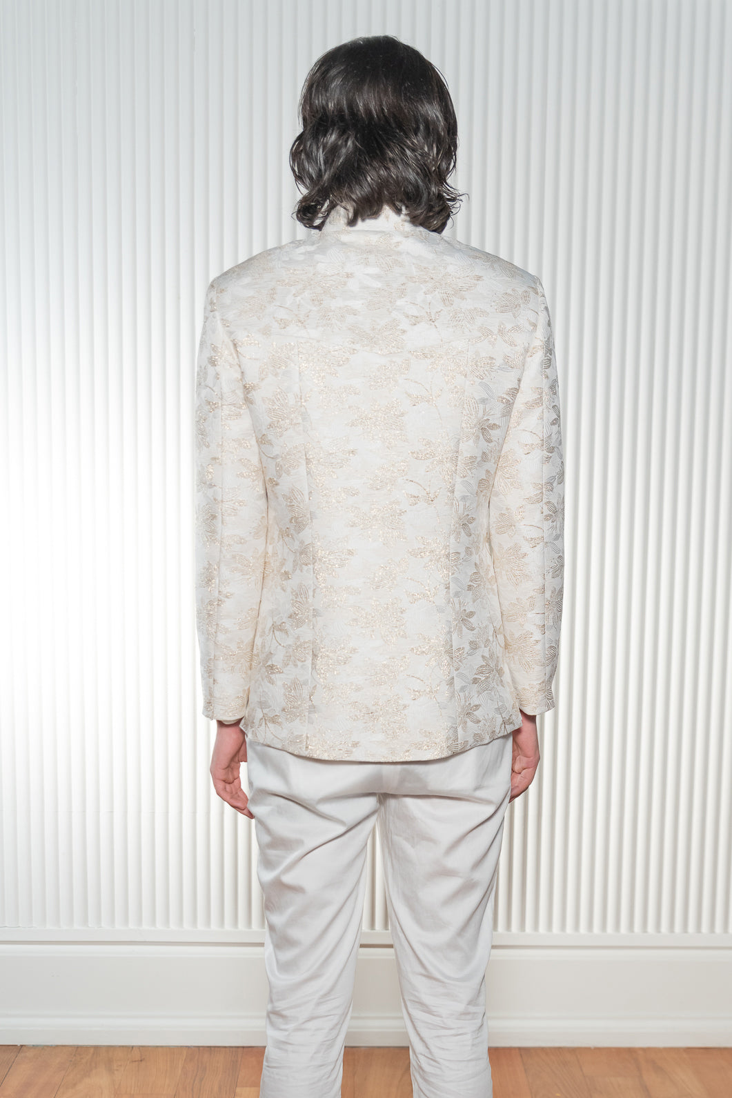 SANDESH Ivory and Gold Jodhpuri Jacket