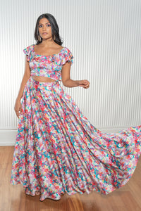 KIANA Watercolor Floral Lehenga Skirt