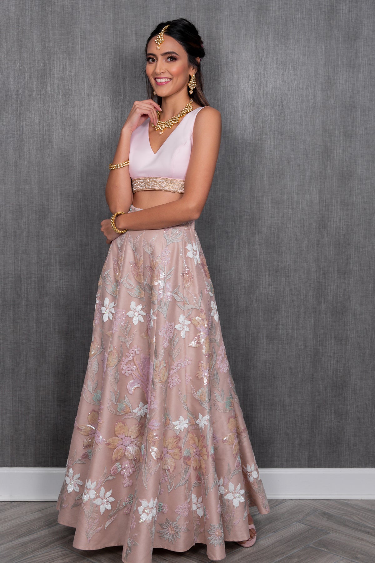 LADLI Pastel Floral Lehenga Skirt