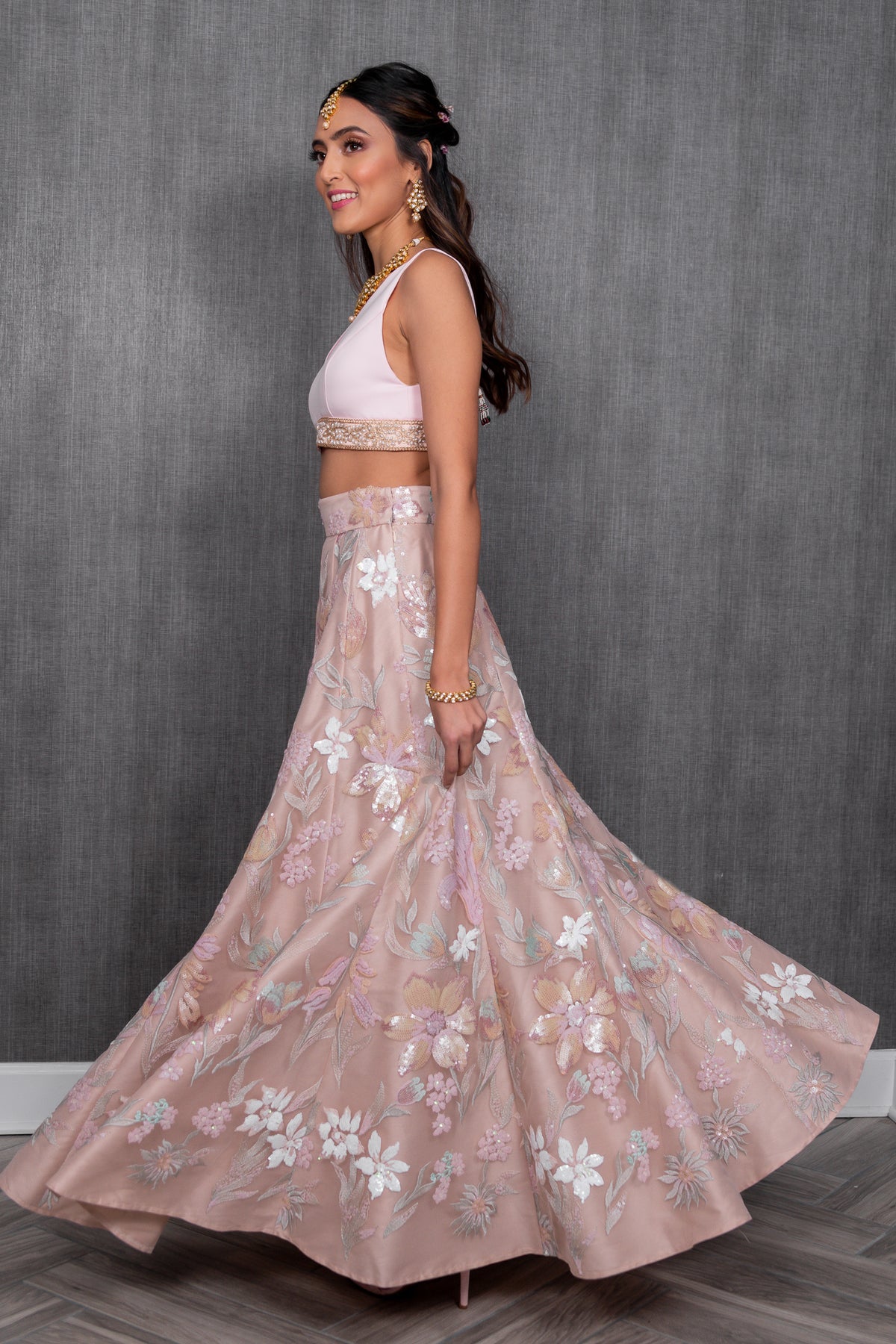 LADLI Pastel Floral Lehenga Skirt