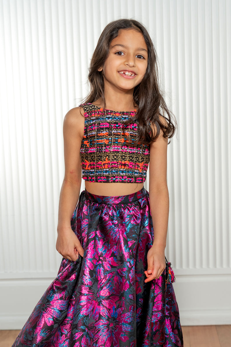 KYLAH Tweed Kids Lehenga Top