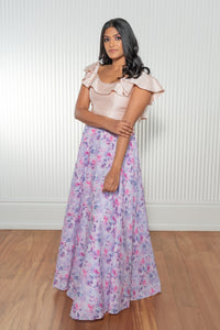 ANISHA Purple Cotton Floral Skirt (Last in Stock)