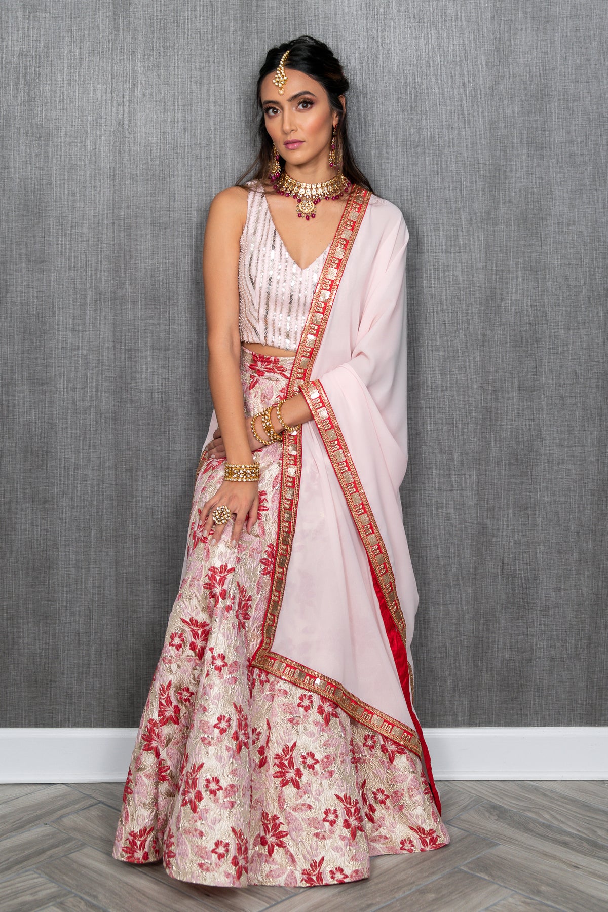 MABEL Red and Pink Dupatta