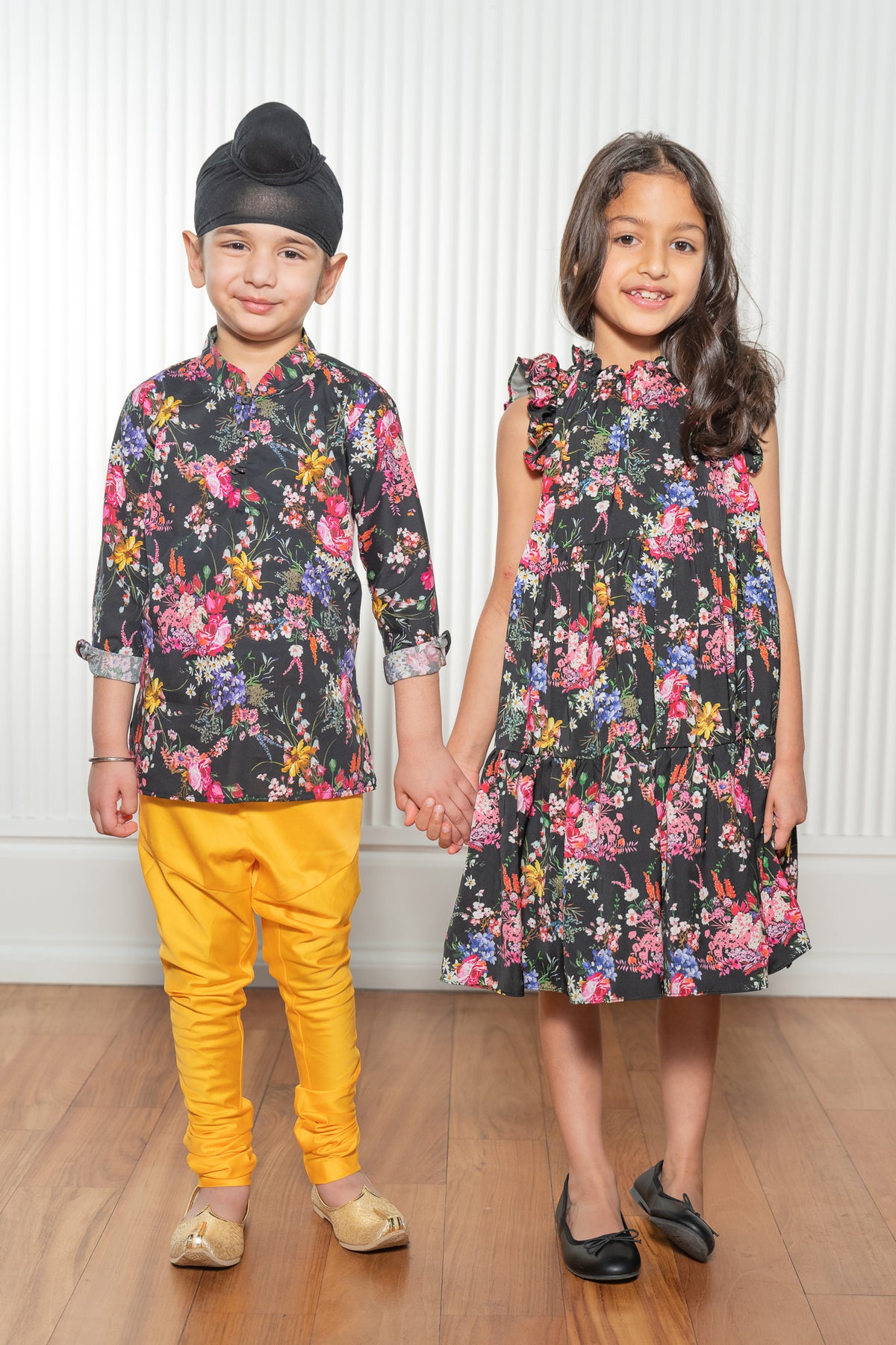 PALOMA Black Floral Cotton Kids Dress
