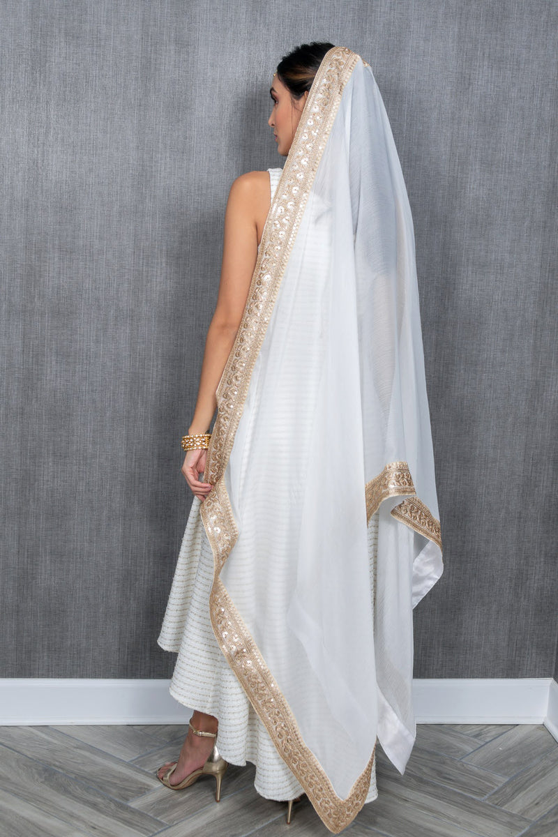 GEETA White and Gold Dupatta