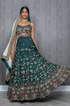 Panna Floral Embroidered Indian Bridal Lehenga - Forest Green - Harleen Kaur