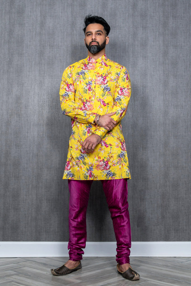 SUNNY Yellow Floral Kurta Shirt