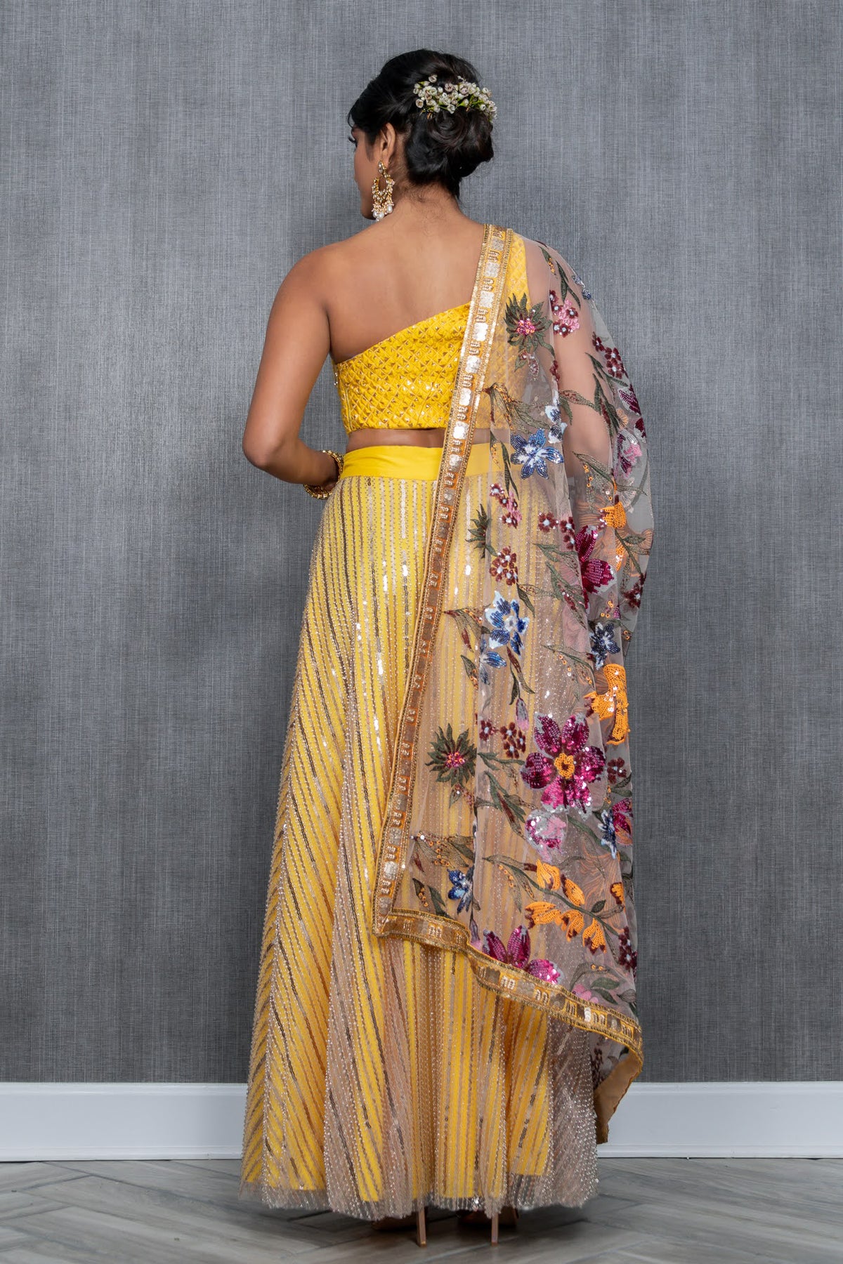 RANGEEN Floral Sequin Dupatta