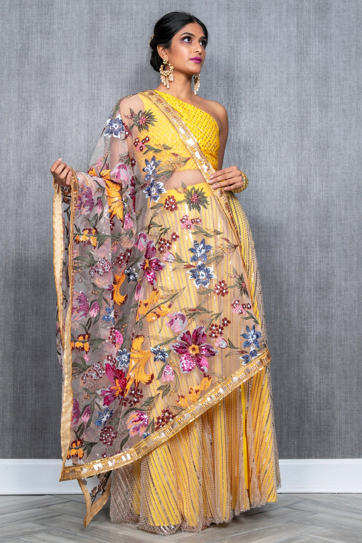 RANGEEN Floral Sequin Dupatta