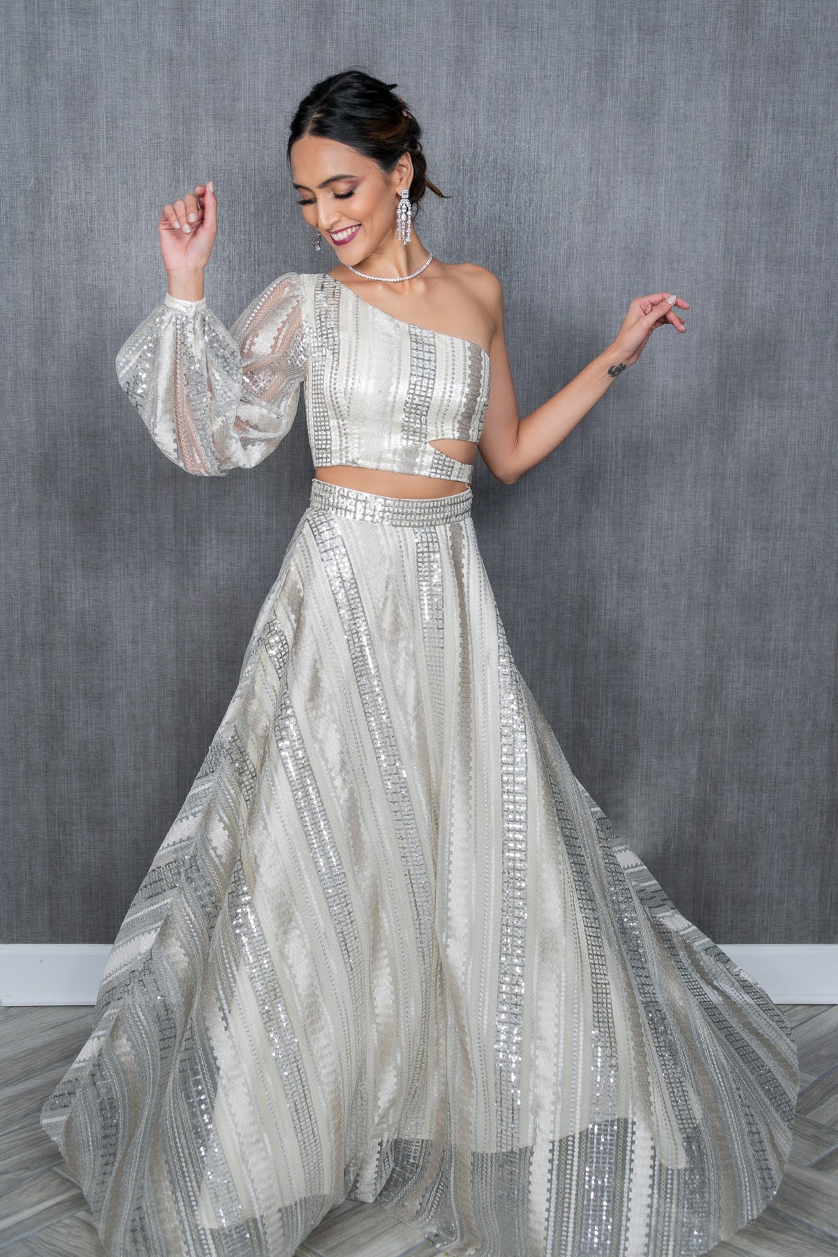 White Silver Lehenga Top  Harleen Kaur – HarleenKaur