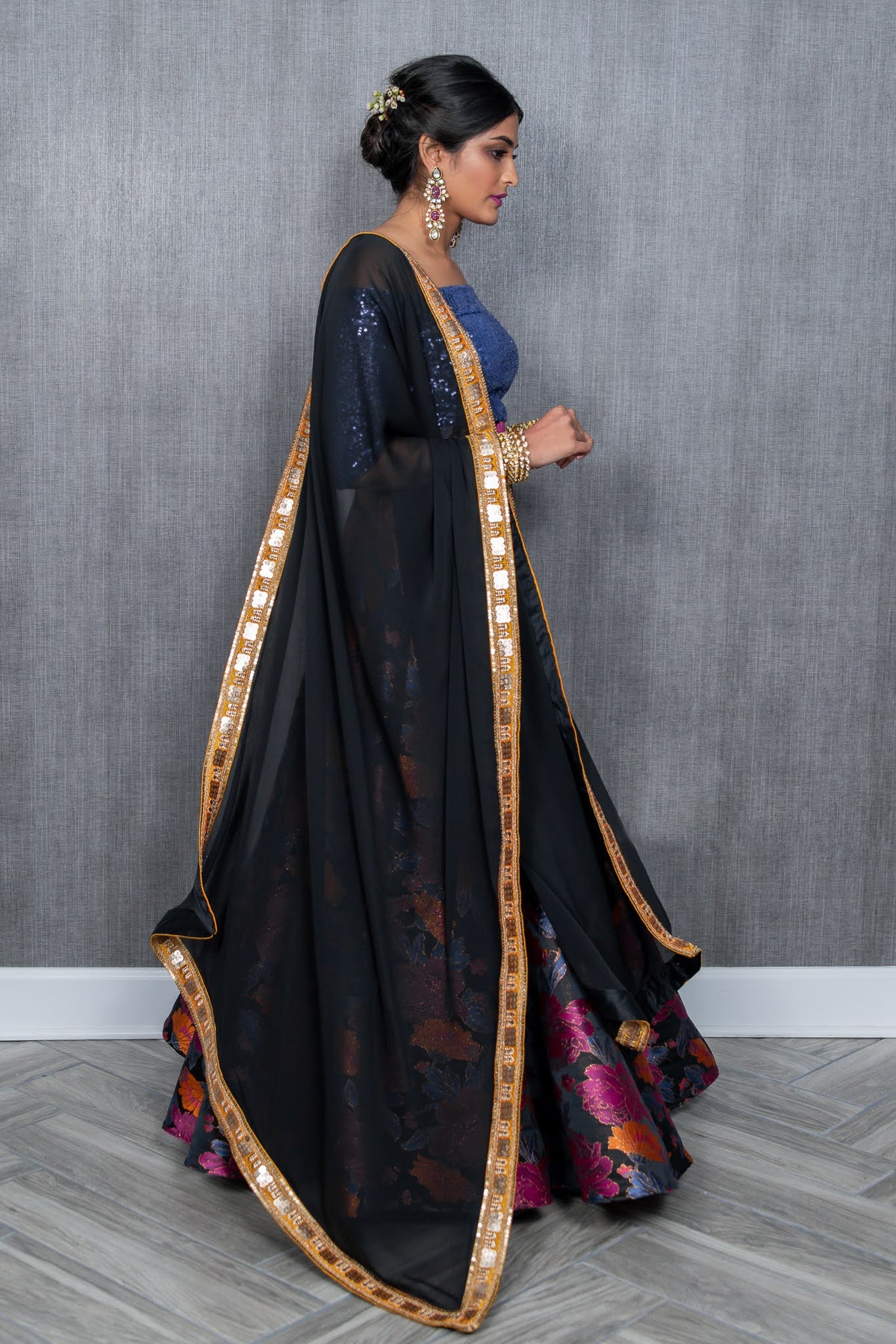 REMI Black and Mustard Dupatta