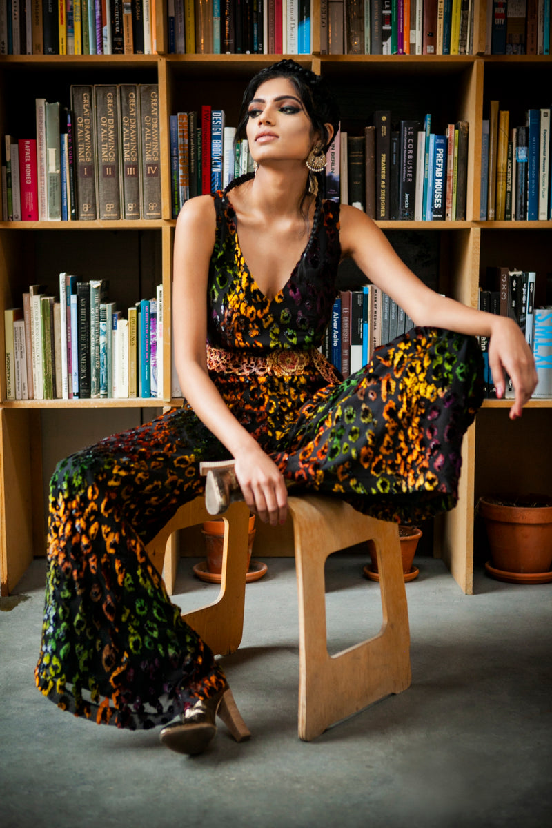 LEENA Multicolor Leopard Jumpsuit - Front View - Harleen Kaur