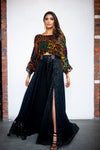 SEEMA Ruffled Leopard Burnout Lengha Top - Front View - Harleen Kaur - South Asian Womenswear