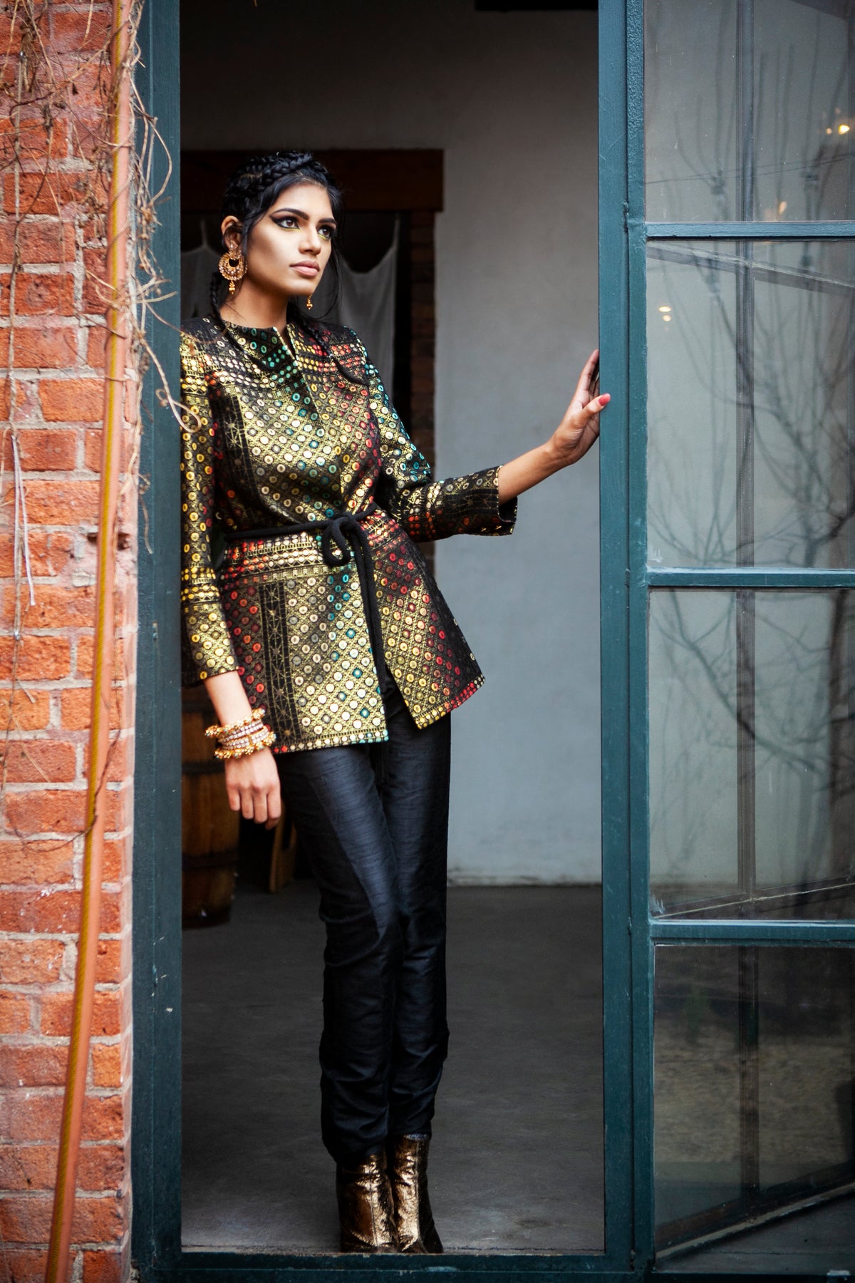 FARIA Geo Jacquard Blazer - Front View - Harleen Kaur