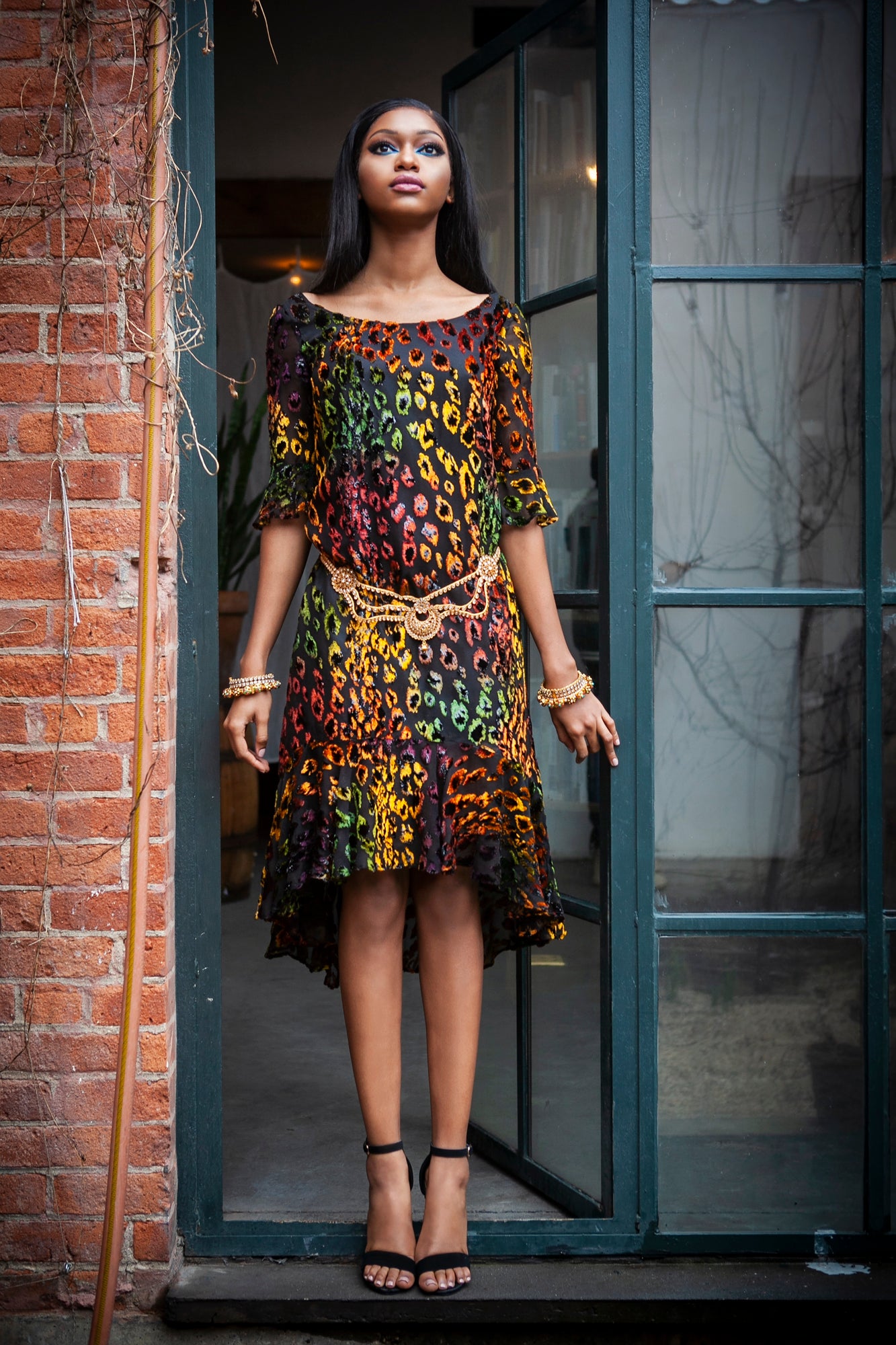 LOLA Leopard Burnout Dress - Front View - Harleen Kaur - South Asian Womenswear