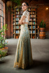 DIVYA Gold Embroidered Sequin Skirt in Light Blue - Side View - Harleen Kaur