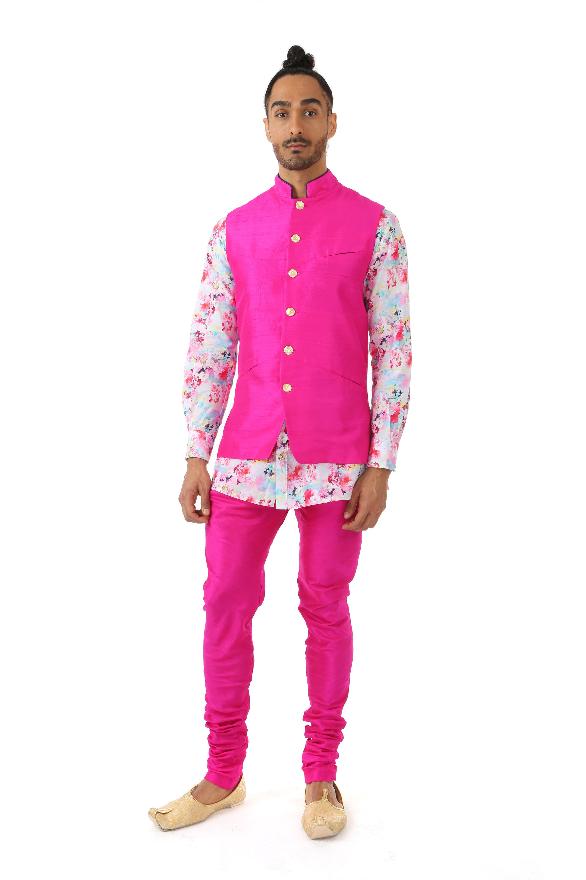 ARJUN Silk Bandi Vest - Front View - Harleen Kaur - South Asian Menswear