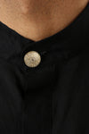 Harleen Kaur Rayman Short Sleeve Cotton Kurta - Gold Button Detail Front View