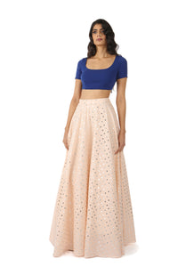 RIVA blue stretch woven crop top | HARLEEN KAUR