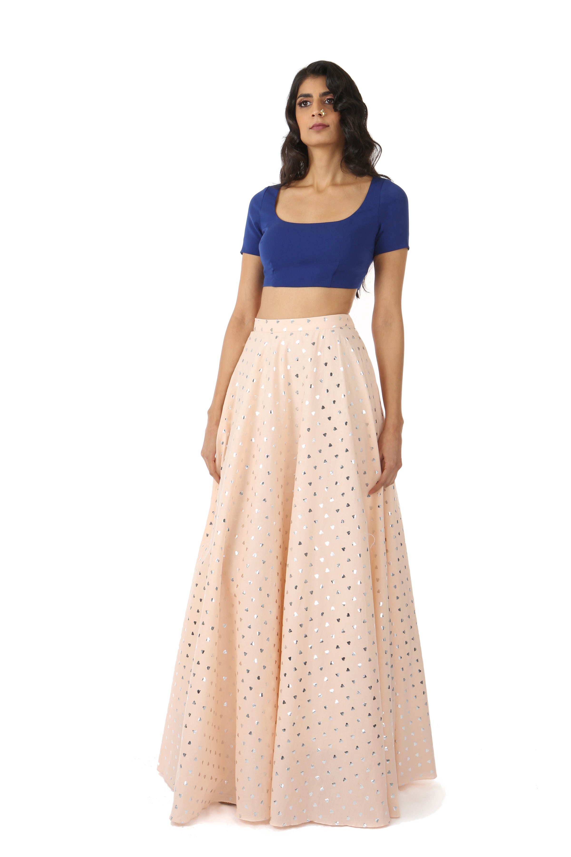 RIVA blue stretch woven crop top | HARLEEN KAUR