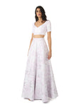 Harleen Kaur Metallic Silver and Lavender floral print on DIVYA lehenga skirt
