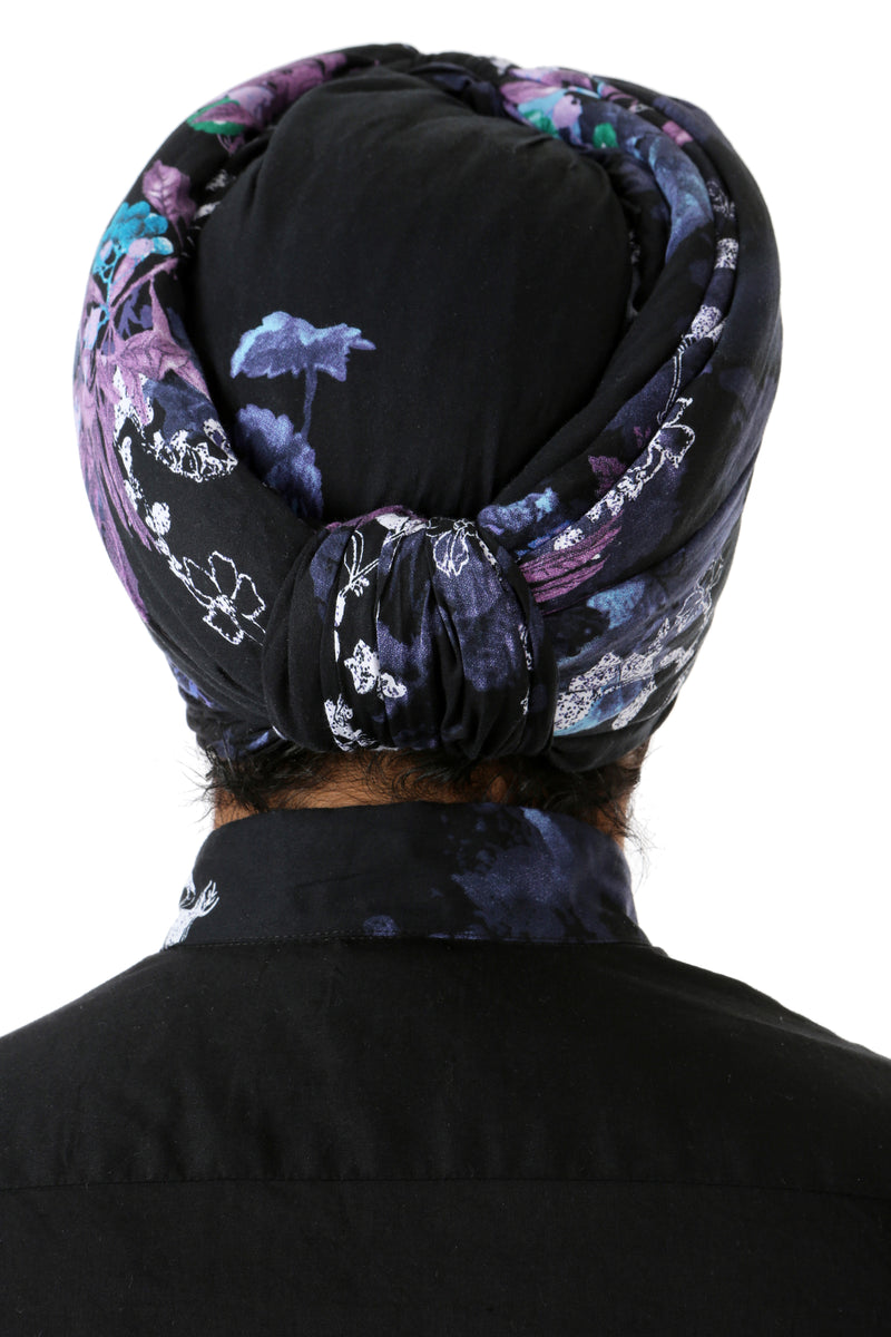 Harleen Kaur Maha Cotton Floral Turban - Back View