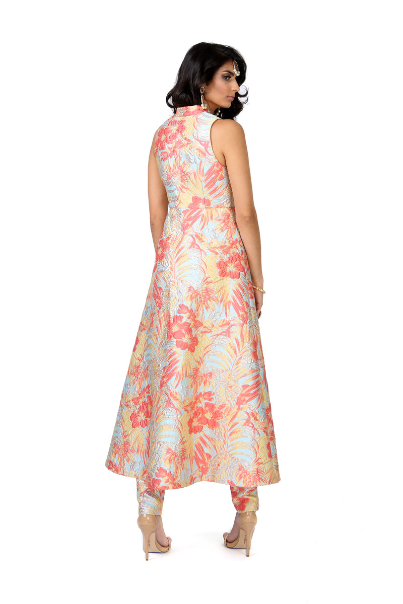 CHANDRA Floral Palm Jacket Dress - Back View | HARLEEN KAUR