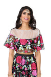 VANESSA Floral Embroidered Lace Cape Top | HARLEEN KAUR