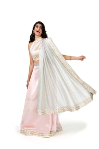 Silver Metallic Chiffon Dupatta | HARLEEN KAUR