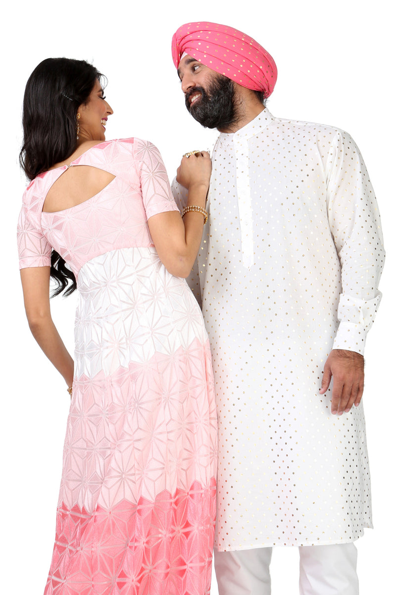 ANISA Pink and White Embroidery Dress - Back View - Harleen Kaur Womenswear - Sample Sale