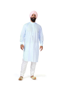 RANJA Tunic in Light Blue - Front View - Harleen Kaur - Modern Indian Menswear
