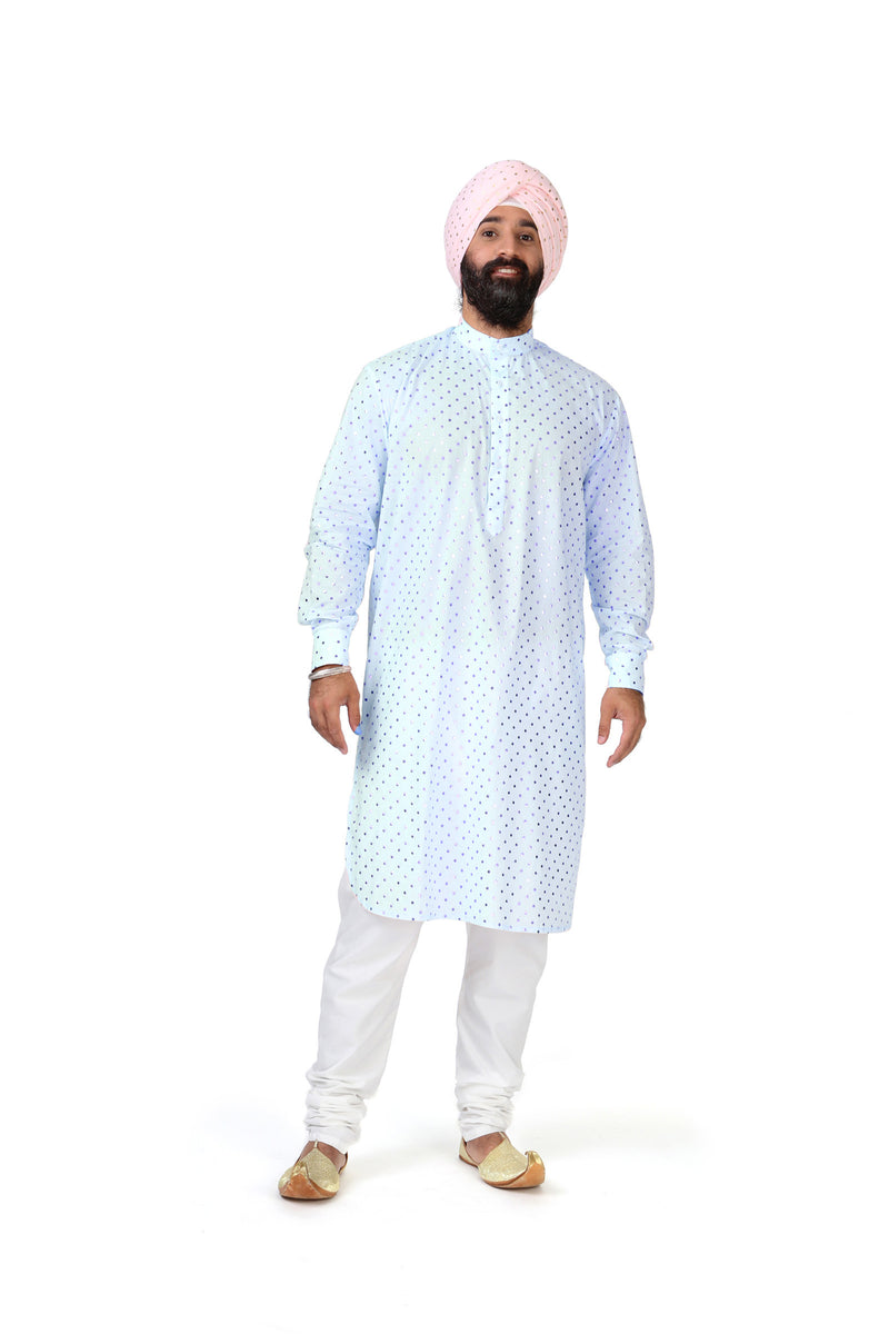 RANJA Tunic in Light Blue - Front View - Harleen Kaur - Modern Indian Menswear