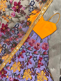 SAMEENA Periwinkle Floral Lehenga Skirt (Ready-to-Ship - SAMPLE)