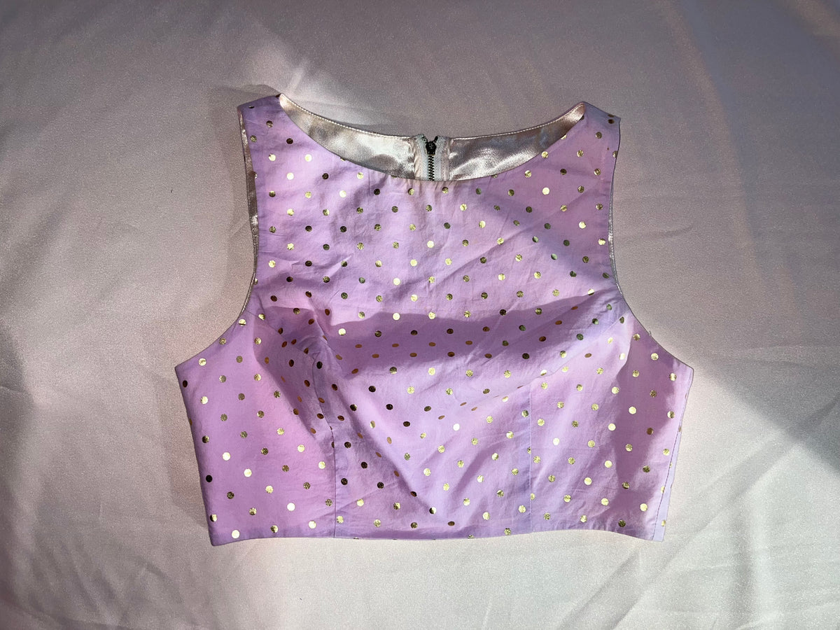 ANYA Light Purple Gold Polkadot Top (Sample)