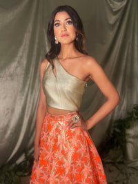 VARI Metallic Lehenga Top